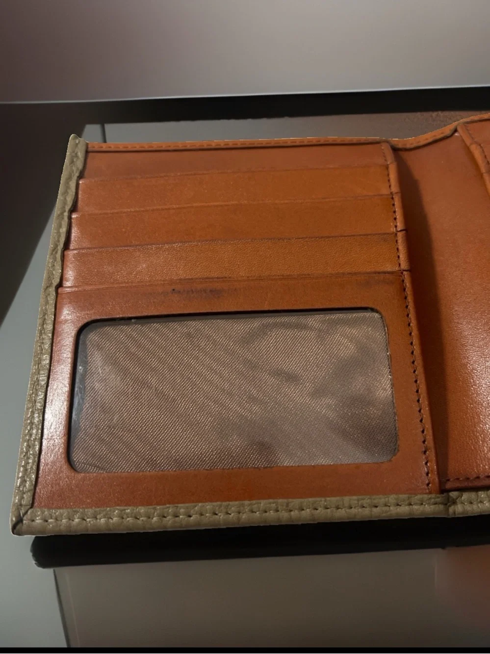 🦆 DOONEY & BOURKE AWL TRIFOLD TAUPE TAN LEATHER KISSLOCK POUCH COIN WALLET